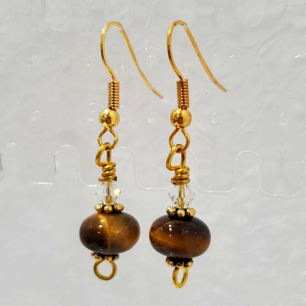 Tiger's Eye Earrings, protect against negative energy & strengthen self-worth.